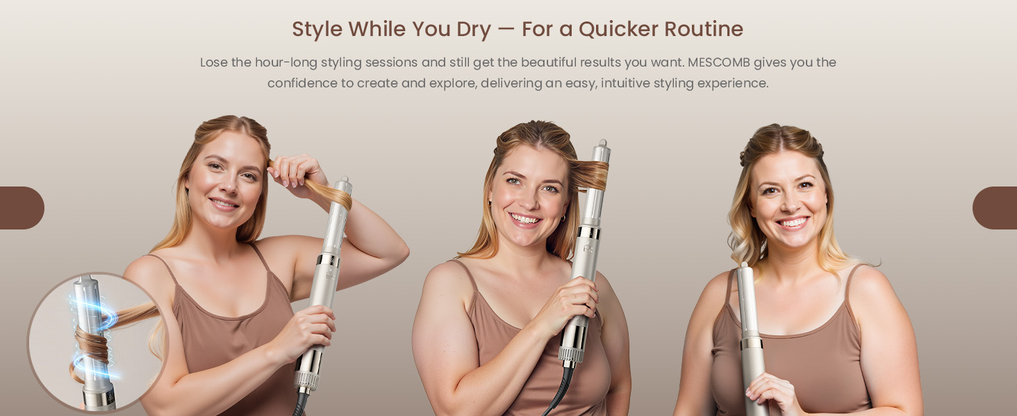 5-в-1 Airstyler: Іонний фен, локони, об'єм та випрямлення без шкоди для волосся | Легкий, для дому, Champagner Gold