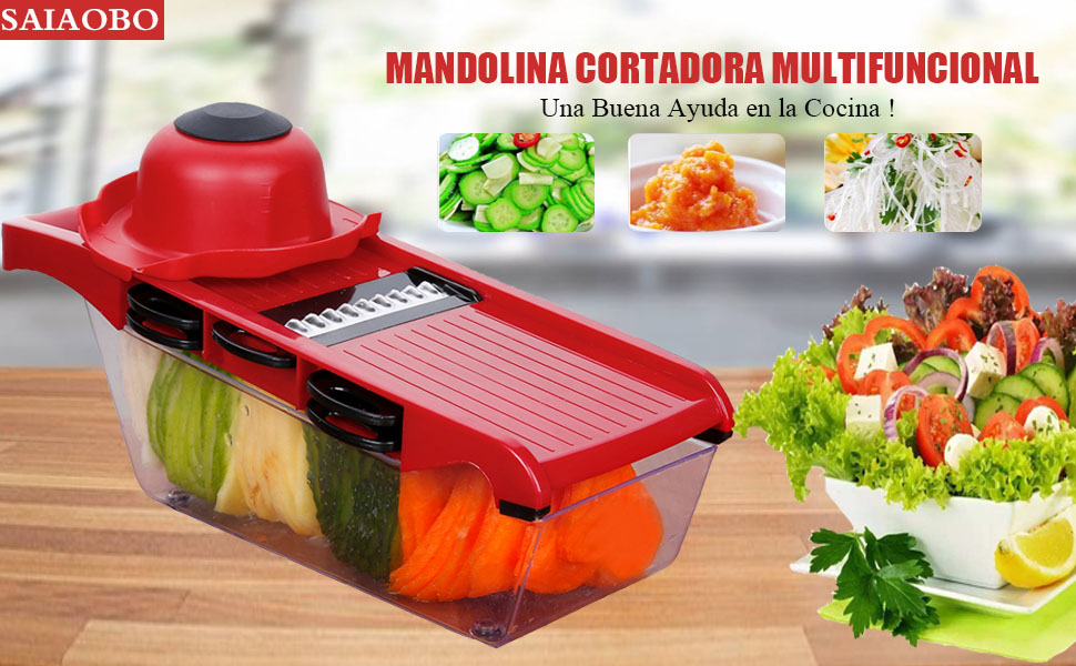 Нарізчик овочів Mandoline: набір з 6 лез з нержавіючої сталі для картоплі, помідорів, цибулі та сиру