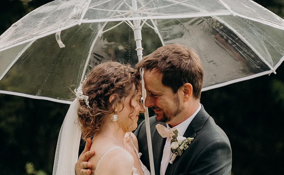 Montagsliebe Transparent Wedding Umbrella - Large 124cm Clear Parasol for Couples