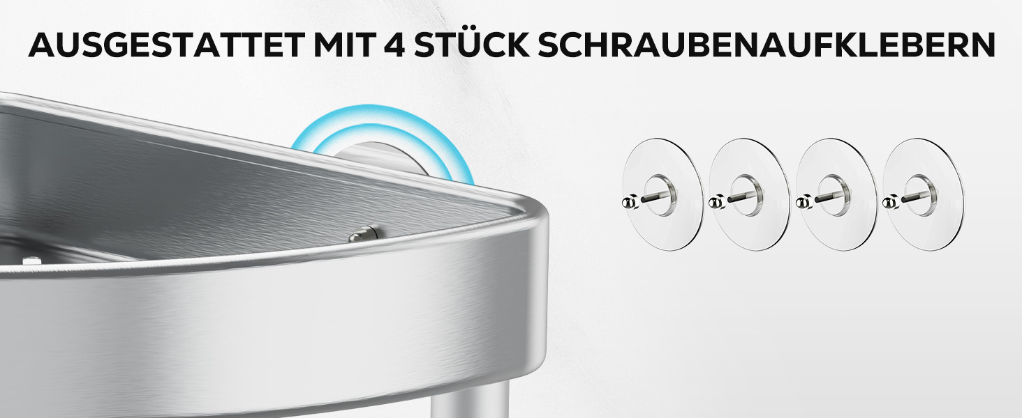 Поличка для душу Nieifi без свердління, кутова, з нержавіючої сталі, 4 яруси, чорна, для ванної кімнати та душу