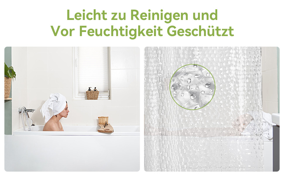 Штора для ванної OTraki напівпрозора 180x200 см, антигрибкова, миється, з EVA, водонепроникна 3D штора для душу з 12 кільцями, без ПВХ