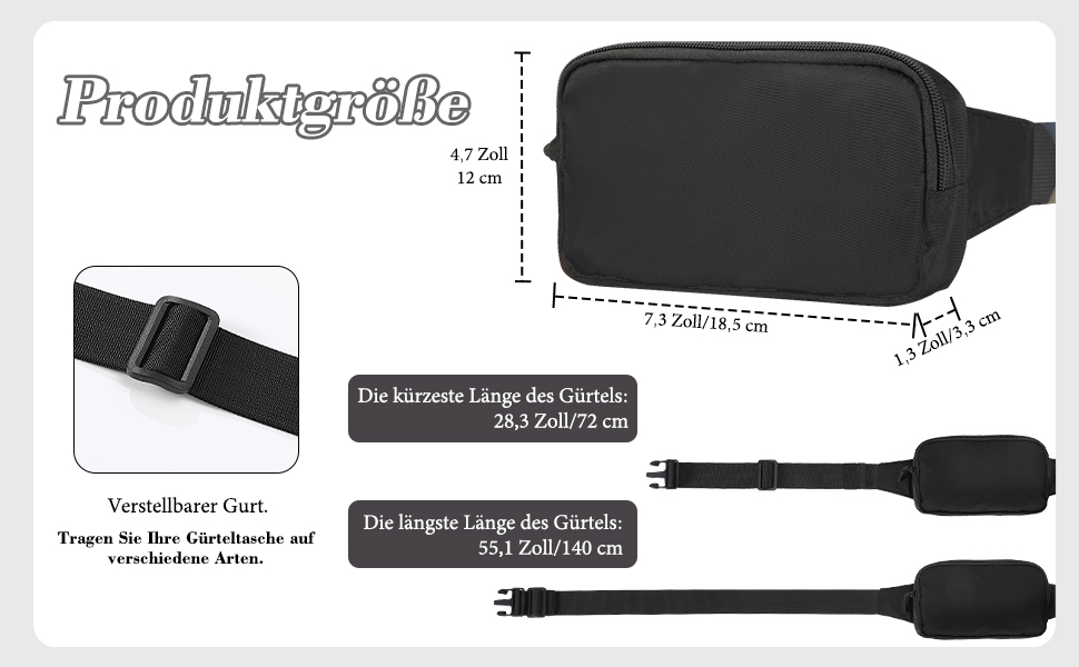 Спортивна поясна сумка MoKo для бігу, подорожей та активного відпочинку. Чорна сумка на пояс з регульованим ремінцем та блискавкою. Підходить для жінок та чоловіків.