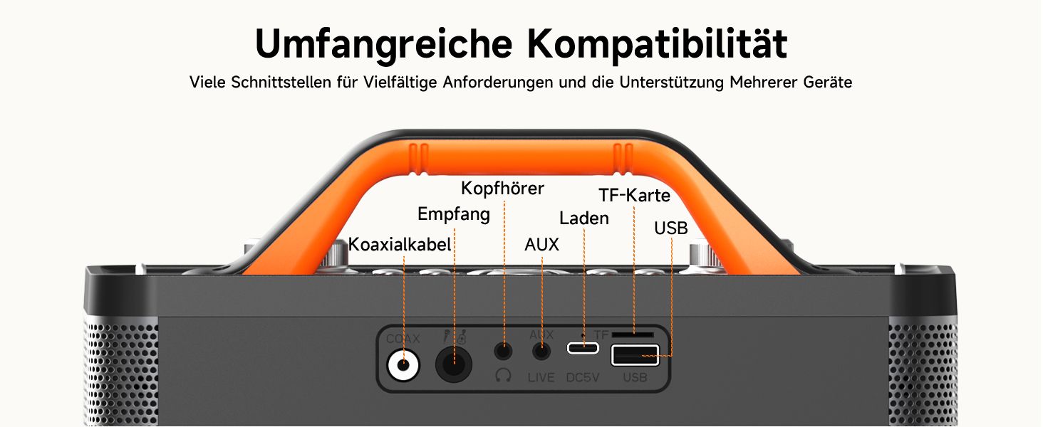 Караоке машина з 2 бездротовими мікрофонами RGB – 5200 mAh, 10 RGB-режимів, незалежне керування, 13 годин відтворення, Hi-Fi звук, підтримка AUX/USB/TF-карт/Coax, чорний