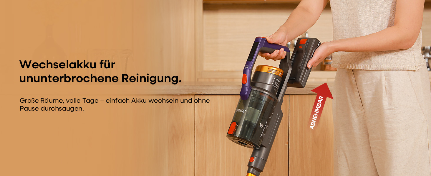 Бездротовий акумуляторний пилосос KIPMAX 50000Pa, 550W, 70 хвилин, 1.5L, з дисплеєм, антизаплутана щітка, 7-шаровий фільтр, 2 арома-пластини, для килимів, шерсті тварин, твердих поверхонь, золотий