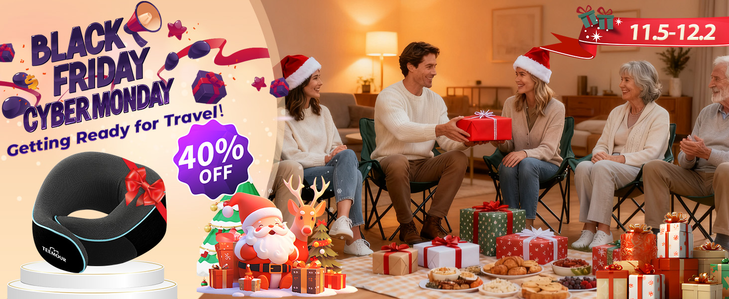 Подушка для шиї у літак з піною Memory Foam - зручна та портативна для подорожей літаком, потягом, автомобілем та у ділових поїздках (чорна)