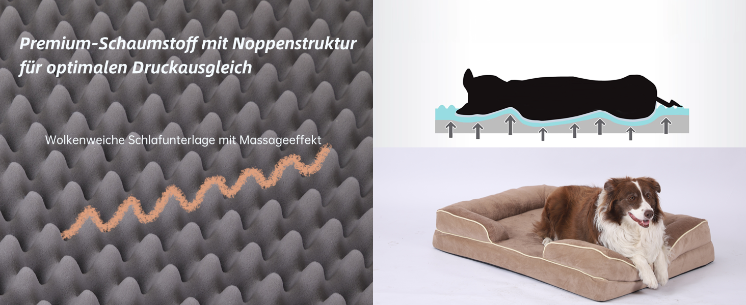 Клітка-ліжко для собак середніх порід, ортопедичне, знімний чохол, колір хакі, 75x50x15 см та 90x65x18 см