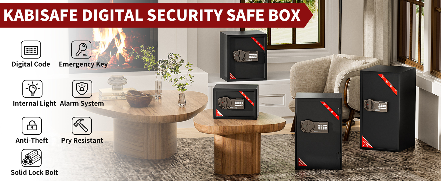 KABISAFE 45L: сейф для дому з електронним замком та ключем, для зберігання грошей, ліків та документів