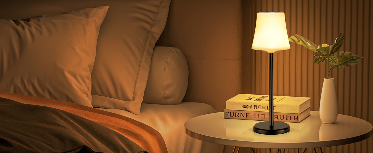 LED настільна лампа акумуляторна 2 шт, біла, IP54, диммування, сенсорне управління, для ресторанів, спальні