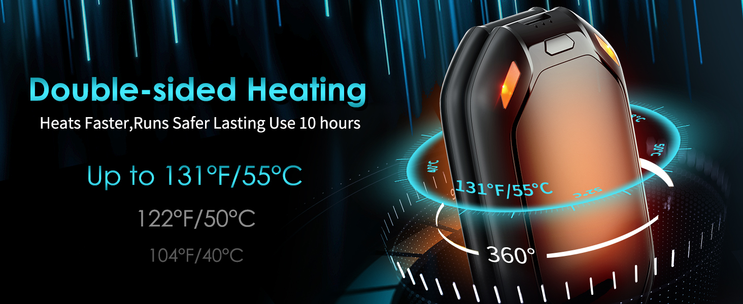 Електричний нагрівач для рук, 2 шт. - перезарядна модель з магнітною фіксацією, ультралегкий та тонкий, 6000 мАг, 3 режими нагріву, для чоловіків та жінок, Outdoor, Гольф, кемпінг, чорний