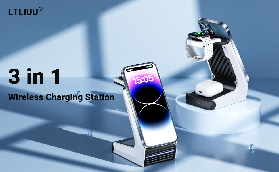 Станція бездротової зарядки 3-в-1 для Apple: iPhone, AirPods, Apple Watch (Weiß)