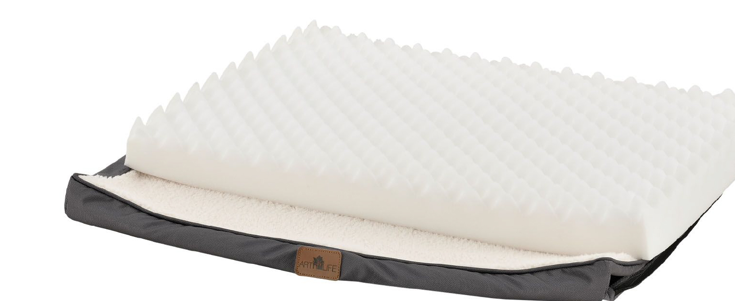 Ортопедичне ліжко для собак Juskys Milow, 76x51 см, знімний чохол, для маленьких собак, сірий, 69x92x8 см, бежеве