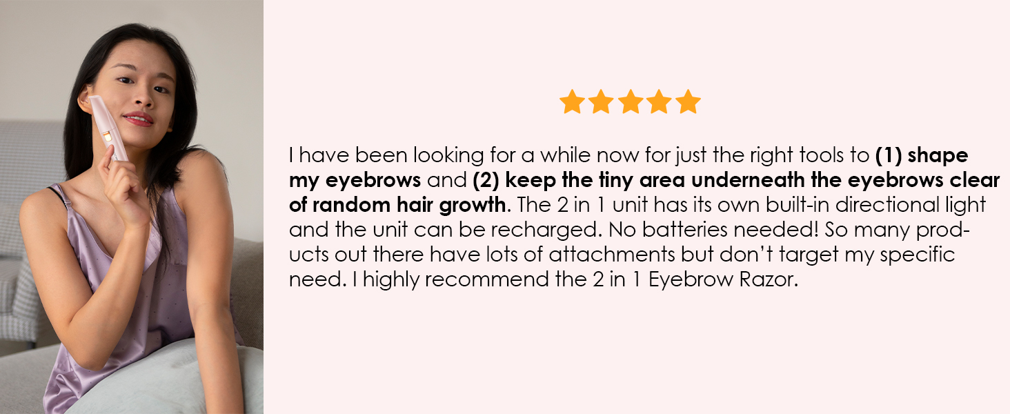 Триммер для обличчя та брів 2-в-1 VG VOGCREST з LED-підсвічуванням (Рожеве золото)