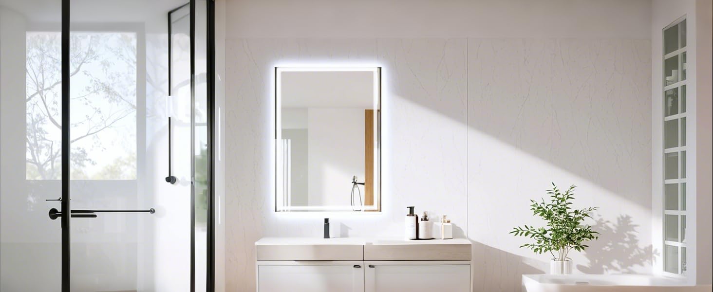 Дзеркало для ванної кімнати Clevich з підсвічуванням 70x50 см, LED, 3 кольори світла, диммування, загартоване скло, захист від вибуху, сенсорне управління, пам'ять, антизапар, 70L x 50B см