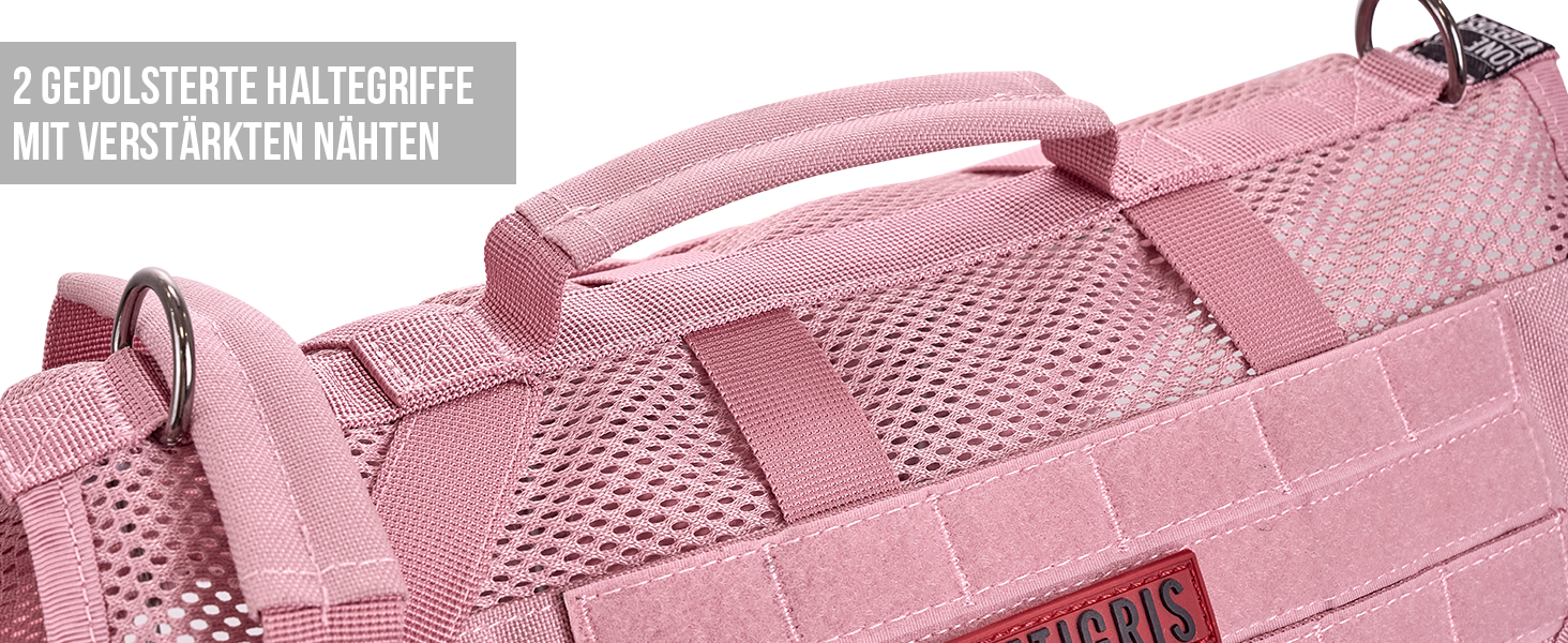 Нагрудник для собак OneTigris AIRE MESH, тактичний, великий, анти-тяга, з 2 ручками, регульований, дихаючий, зелений (рожевий, M)