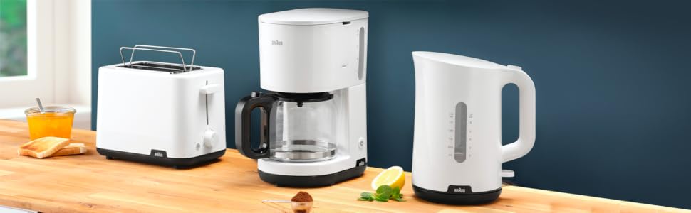 Електричний чайник Braun Household Breakfast1 Collection WK1100BK, 1.7 л, 2200 Вт, з фільтром від накипу, чорний