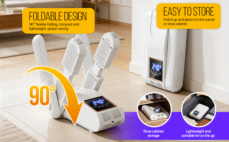 Електрична сушарка для взуття RoserRose 360° з гарячим повітрям та підтримкою температури 48°C для черевиків, лижних чобіт та кросівок