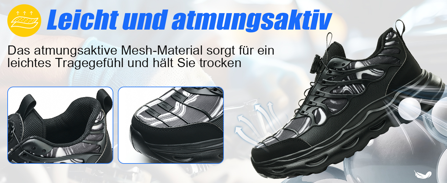 Черевики безпеки для чоловіків та жінок. Робочі черевики зі сталевим підноском. Легкі, спортивні, антипрокольні, чорного кольору (38-42 EU)