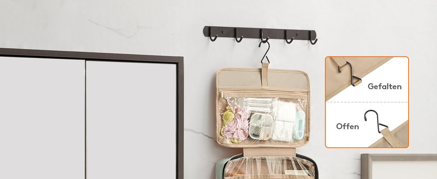 Чохол для туалетних аксесуарів Lifewit для подорожей, великий органайзер для косметики з гачком, прозорий, м'ятно-зелений (L)