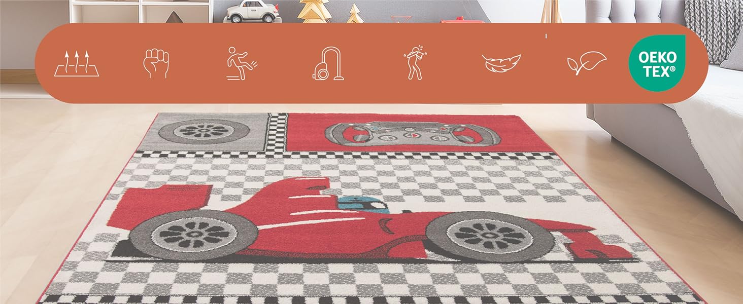 Дитячий килим круглий Elefant Design, короткий ворс, 120 см, синьо-сірий, гіпоалергенний, для дівчаток та хлопчиків