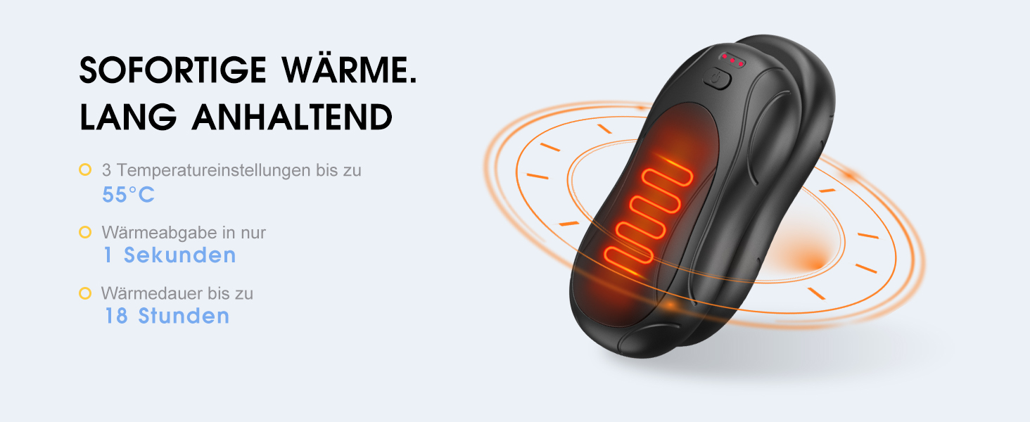 Електричний грілка для рук, USB грілка для рук, 2 шт. - подарунок для жінок, чоловіків, дітей. 3 режими, до 18 годин тепла, для гольфу, кемпінгу, полювання. Чорний