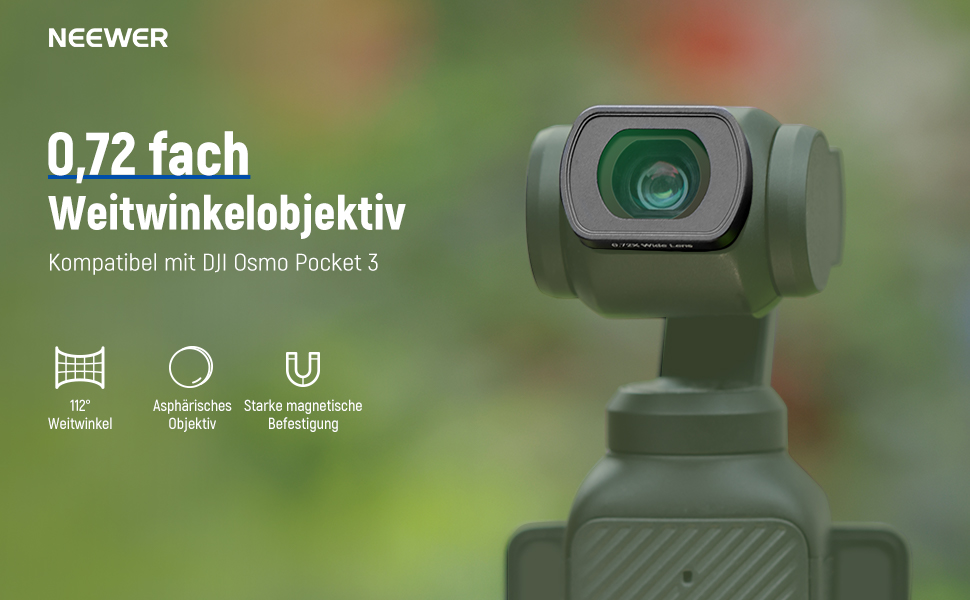 NEEWER Набір фільтрів ND для DJI Osmo Pocket 3: ND2-32, CPL, 0.72x, 112° Ширококутний об'єктив, 2 захисні плівки