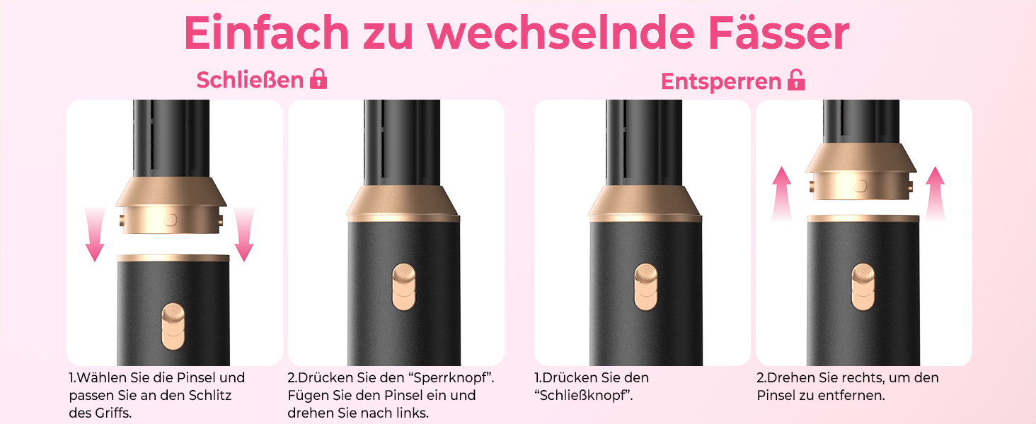 Мультистайлер для волосся 5 в 1 Atopskins Air Styler 1000W: фен-щітка, вирівнювач та плойка для сушіння, завивки та гладкого волосся (Darkschwarz)