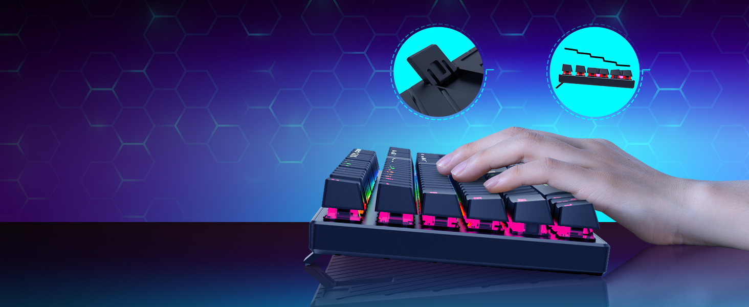 Механічна ігрова клавіатура RisoPhy, RGB, 104 клавіші, ультратонке підсвічування LED, провідне USB підключення, блакитний перемикач, чорний колір