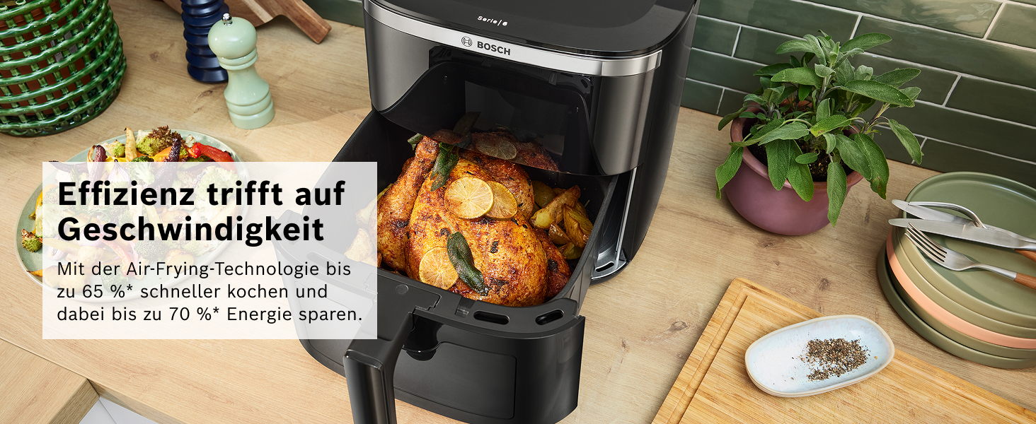 Фритюрниця повітряна Bosch Serie 6 XXL, 7.2 л, 7 програм, чорна, MAF671B0