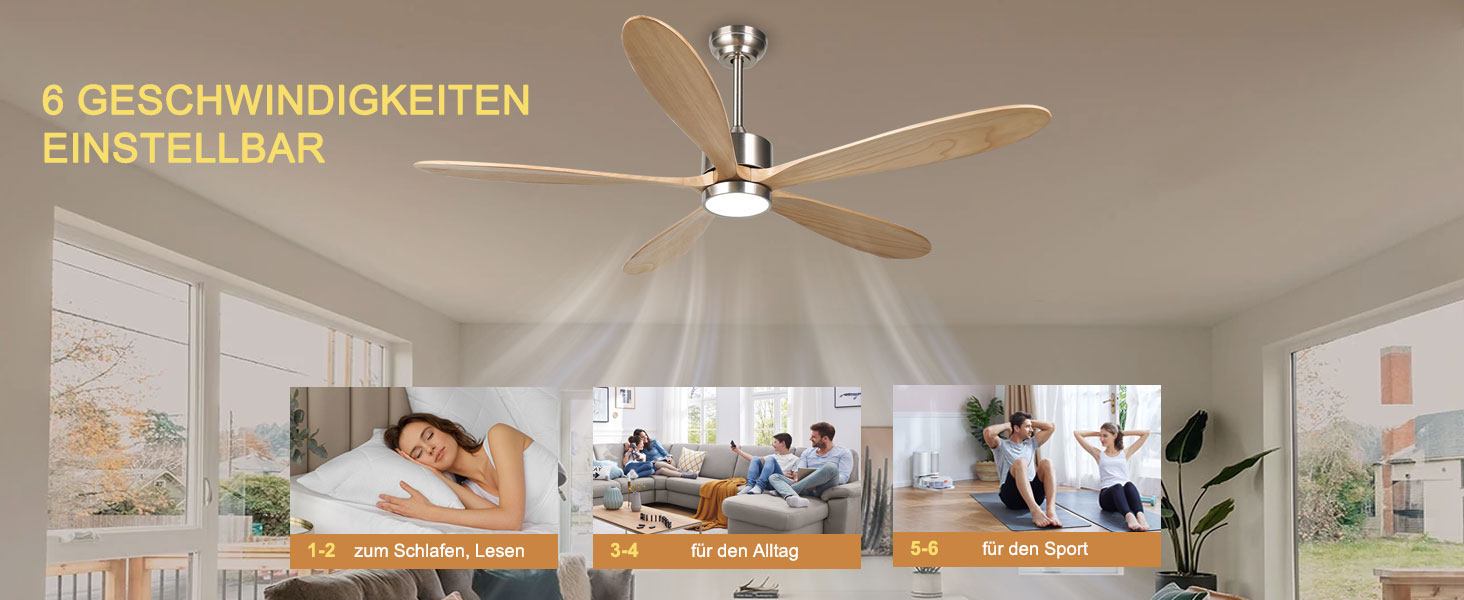 Стеляний вентилятор Reiga з імітацією дерева, 165 см, DC-двигун, керування пультом та Smart Home, 6 швидкостей, колір дерево, для внутрішнього/зовнішнього використання, з підсвічуванням