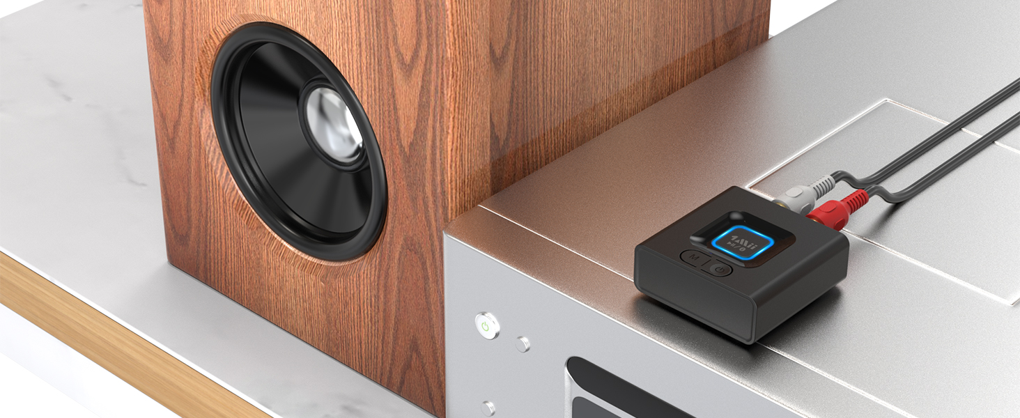 1Mii ML201 Bluetooth адаптер для стереосистеми: бездротовий аудіо приймач з AUX/Cinch, для ПК, смартфонів та планшетів, 12 годин роботи, режим басів Medium