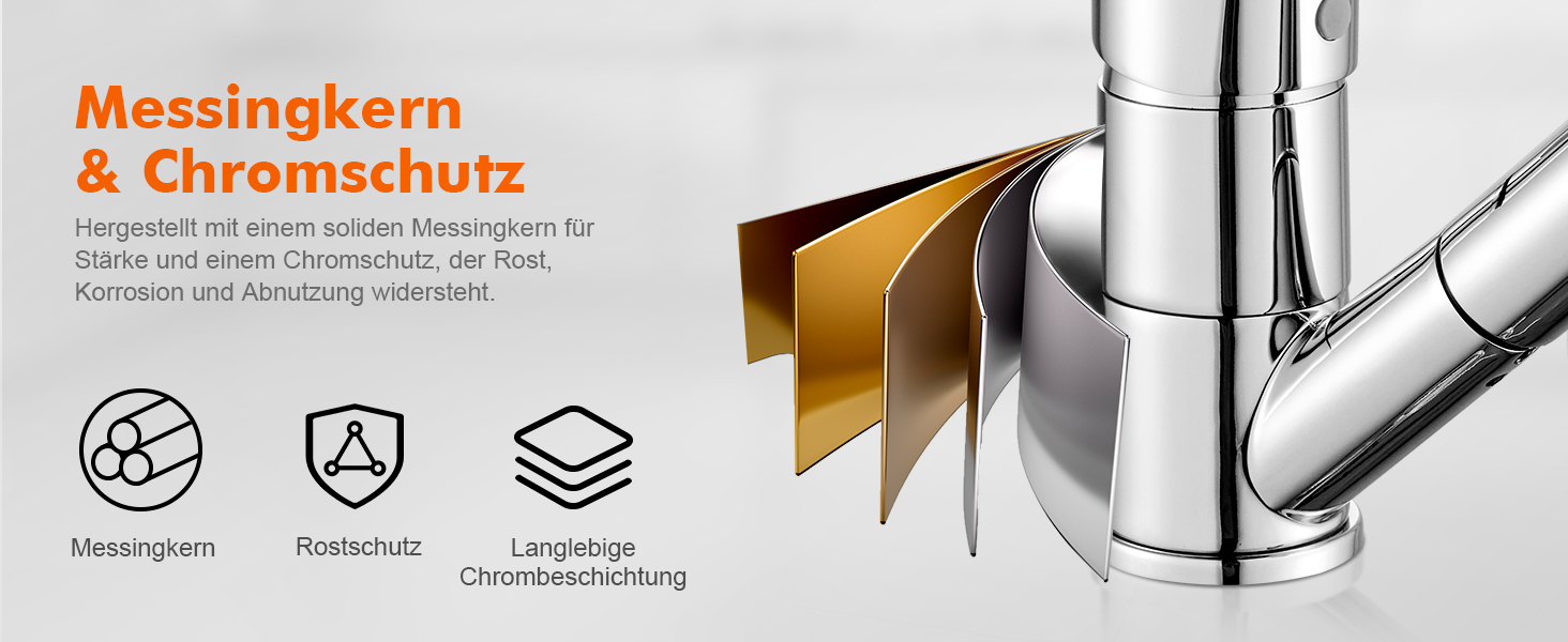 Змішувач для кухні Ibergrif M14450 з висувною лійкою, поворотний на 360°, з нержавіючої сталі та керамічною картридж