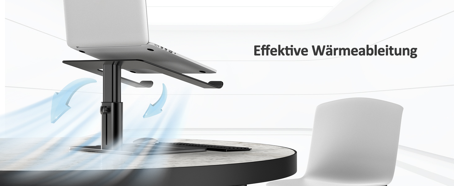 Adjustable Laptop Stand with Ventilation - Aluminum Laptop Riser for Desk - Compatible with 10-17