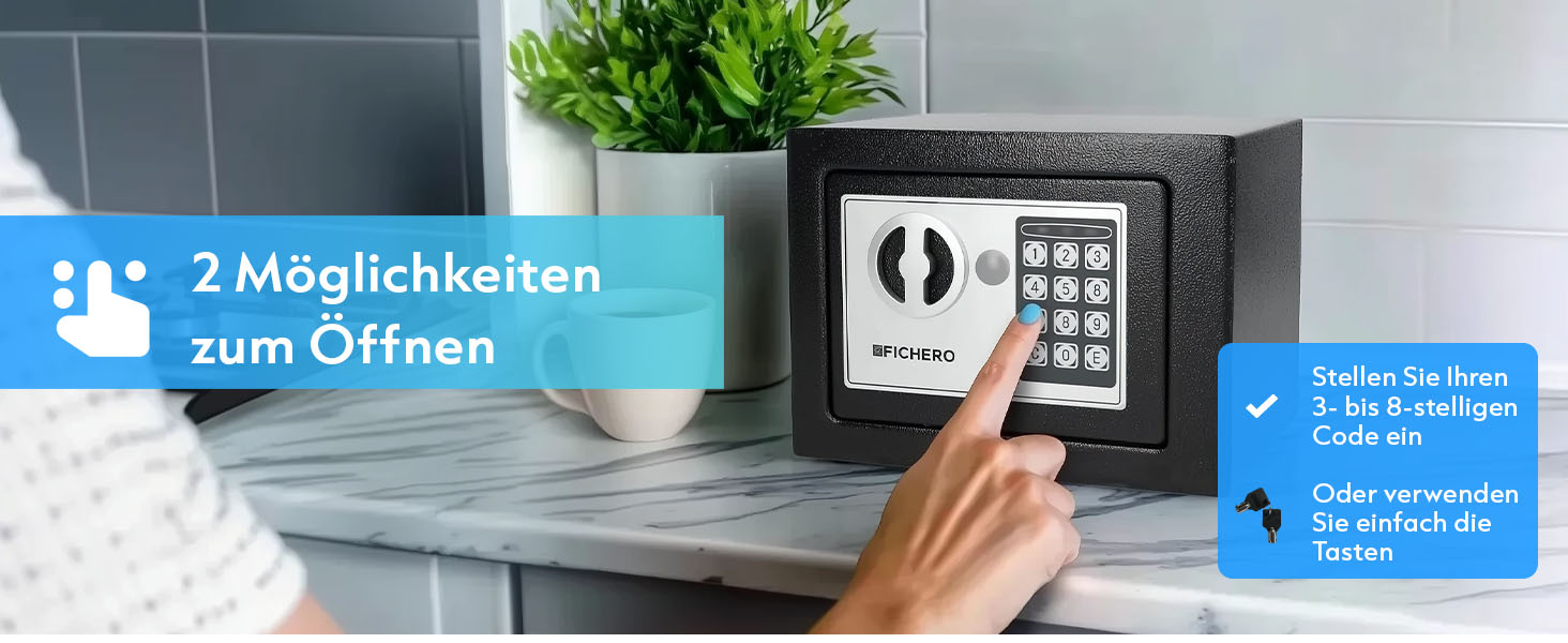 Сталевий сейф Silvergear® Tresor для дому з електронним замком та кодовою панеллю | Сейф для ключів та грошей з 2 ключами