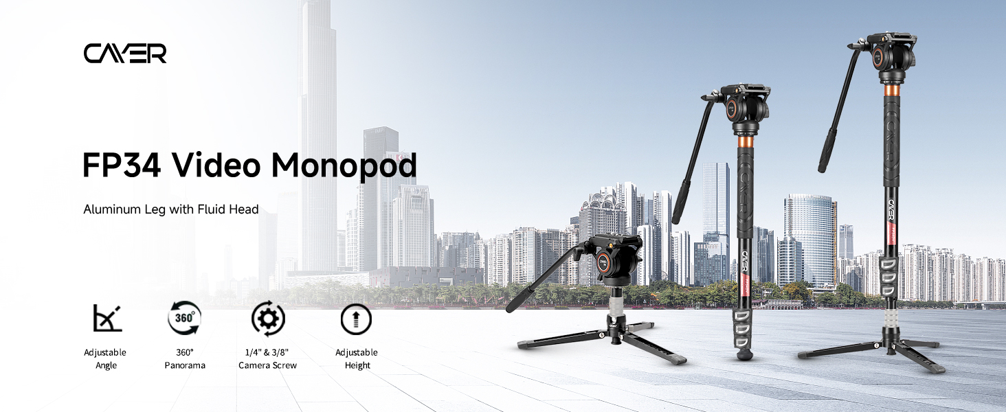 Однонога штатив Cayer FP34 з плавним голковим підшипником, 180 см, для DSLR камер Canon, Nikon, Sony, Olympus, Panasonic