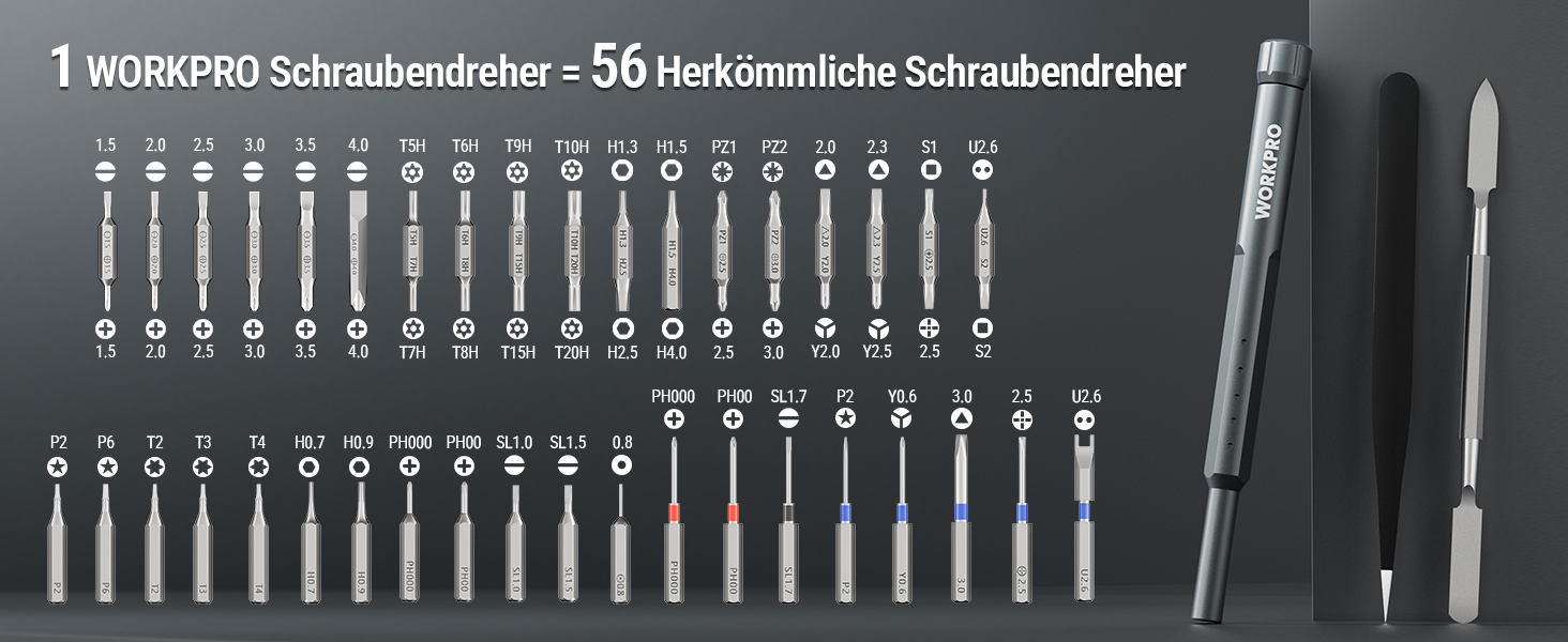 Набір викруток WORKPRO 60 в 1 для дрібної механіки, преміум-якість, з бітами Cr-V, для точного ремонту