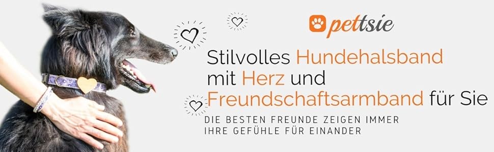Нашийник для собак Pettsie з серцем та браслетом дружби, регульовані розміри S та M, комфортний дизайнерський льон, міцний та довговічний, чудовий подарунок для любителів собак, фіолетовий 35,6 - 50,8 см (M) Фіолетовий