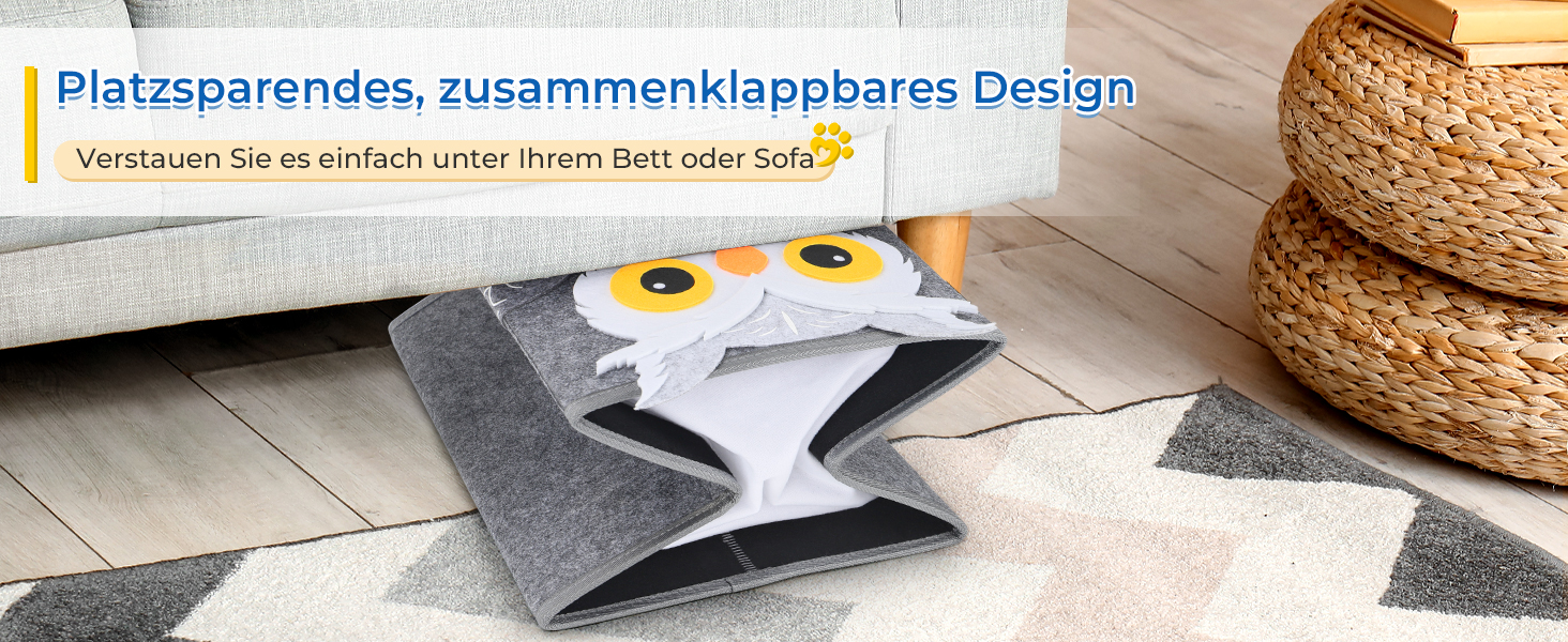 Кігтеточка-будиночок для котів Dripex з 2 поверхів, з фетру, з подушкою, 30x35x35 см (Сова)