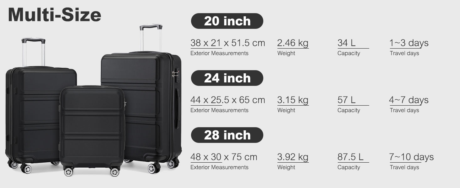 Чемодан KONO 24 дюйми, ABS, з TSA-замком, 4 колеса, 65×44×25.5 см, кремовий