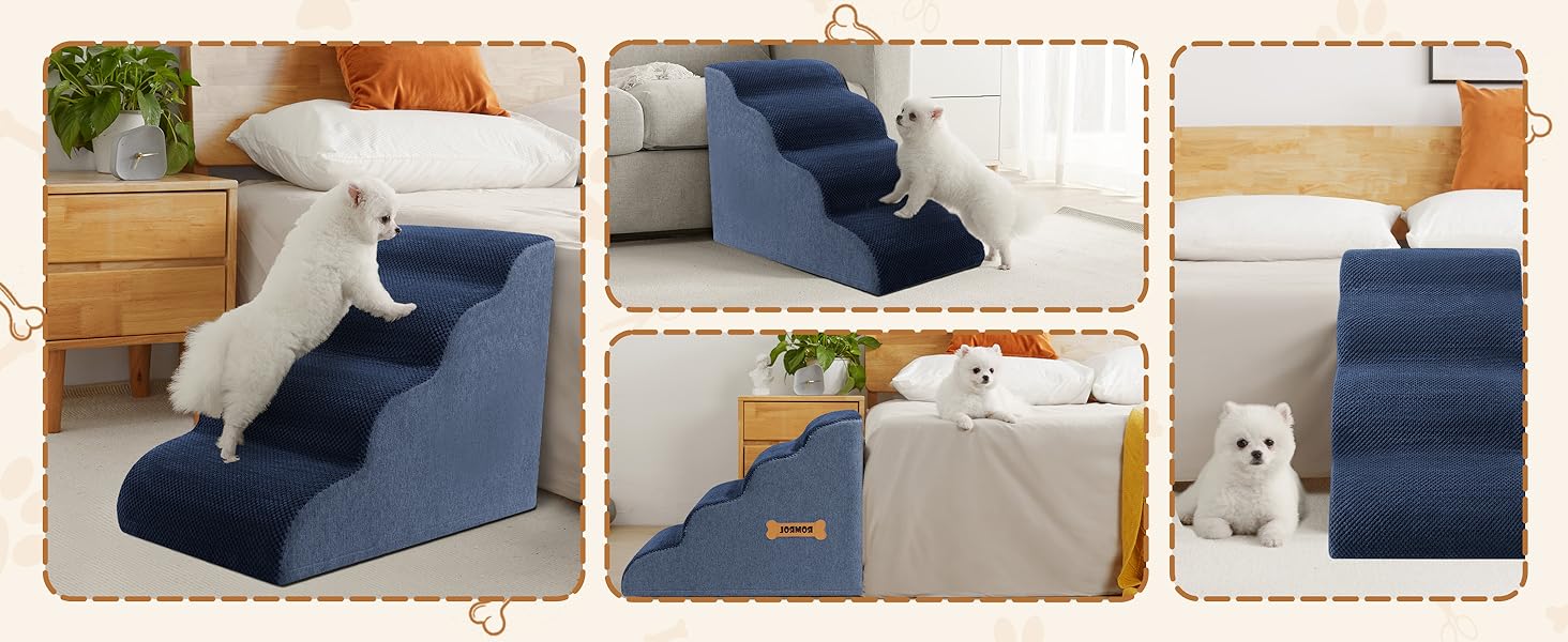 Сходинки для собак та котів ROMROL - 4 сходинки, Marine (Морський колір)