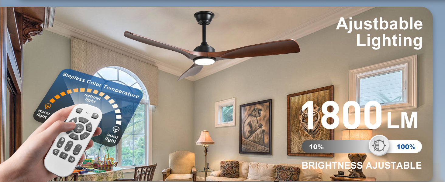 Depuley Стеляний вентилятор з підсвічуванням для вулиці: LED лампа з вентилятором для саду, тераси - 132 см, з підсвічуванням та APP для вітальні, ресторану, офісу, коричневий, 52''