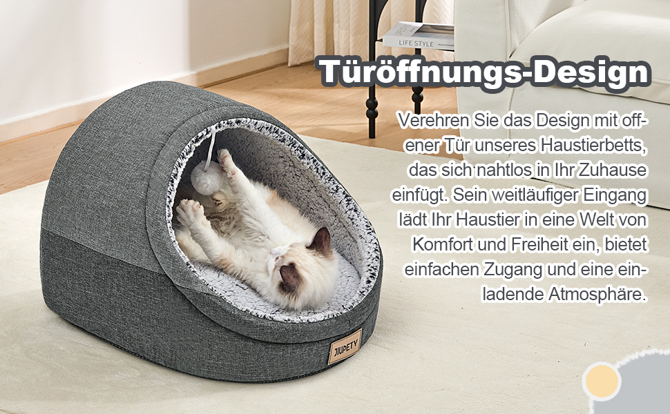 Котяча хатка Jiupety Nettes, будиночок-корзина для котів, лежак з нековзною основою, знімна та прана подушка, 41x41x33 см, темно-сірий