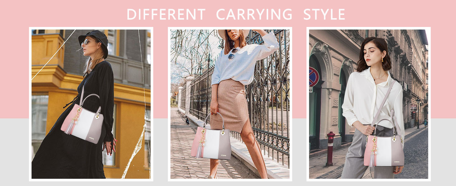 Сумка Pomelo Best жіноча через плече багатокольорова смугаста з внутрішніми кишенями сіро-рожева