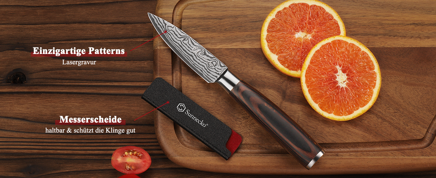 Ніж Sunnecko 9см для овочів та фруктів: універсальний кухонний ніж зі зручною ручкою з нержавіючої сталі