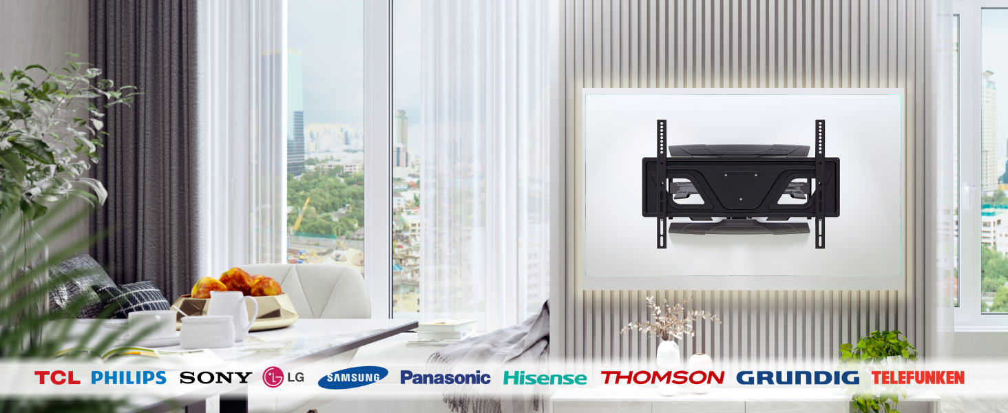 Кріплення для телевізора RICOO S9564: універсальний настінний тримач для телевізорів 40-75 дюймів (VESA 600x400, до 45 кг) з можливістю нахилу та повороту