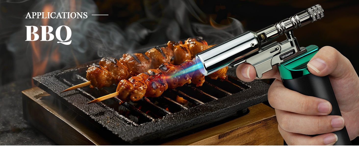 Газовий пальник для кухні Küchenbrenner: потужний Jet-полум'я, заправний бутаном, для крем-брюле, паяння (без бутану), чорний Wb009