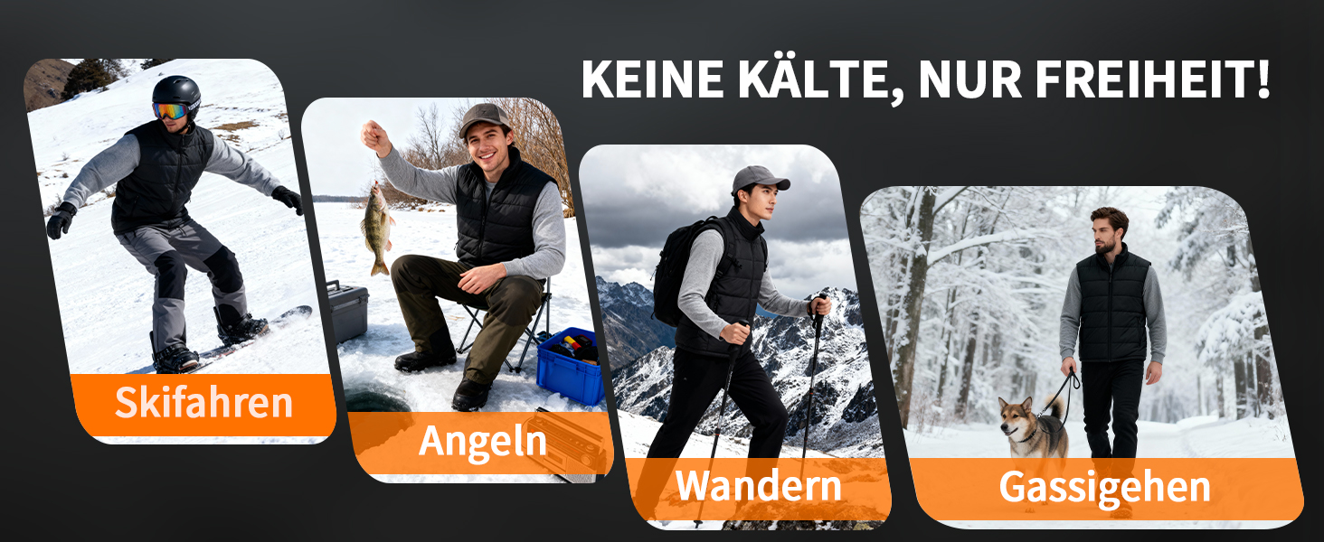 Гріюча жилетка для чоловіків та жінок з Powerbank 18400mAh, 10 зон нагріву, для кемпінгу, мотоциклів, катання на лижах, чорна, розмір L