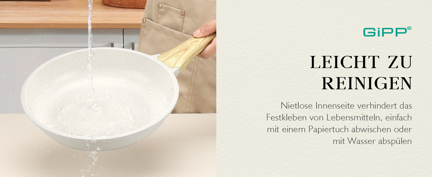 Набір кухонного посуду GiPP з кришкою, антипригарне покриття кераміки, набір каструль та сковорідок для всіх типів плит, (білий, 17 предметів)