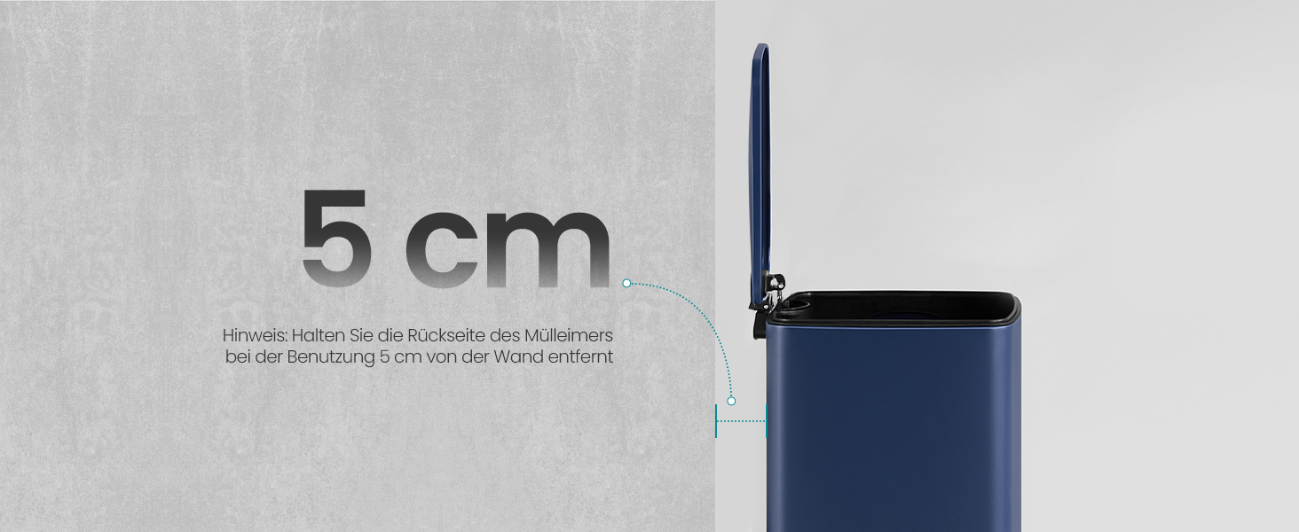 Відро для сміття SONGMICS з педаллю, 30 л, сталеве, з внутрішнім відром, Soft-close, LTB592E01 (темно-синій)