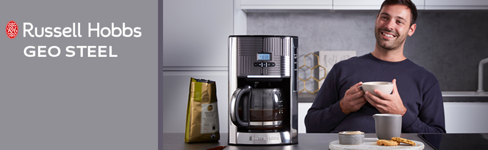 Тостер Russell Hobbs Geo з нержавіючої сталі сірого кольору (2 слоти, для тостів та бурітців, 6 рівнів підсмажування, функція розморожування та підігріву, швидка технологія підсмажування, 1640W) 25250-56