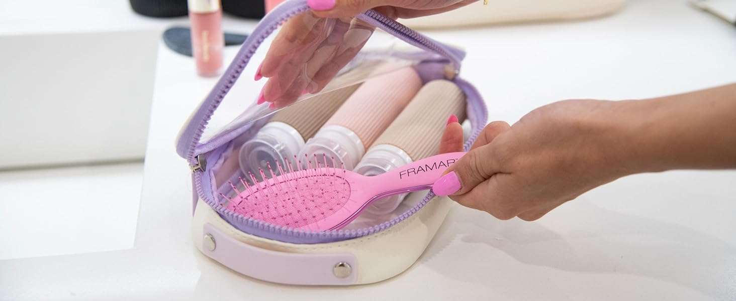 FRAMAR Міні гребінець для волосся - компактний, для подорожей, розплутування, для всіх типів волосся - матовий (рожевий)